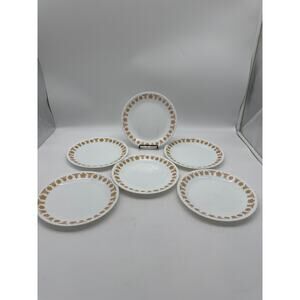 6 Vintage Corelle Butterfly Gold 8 1/2 Inch Desert/Salad Plates